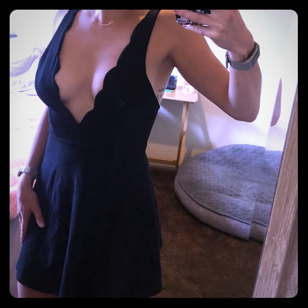 Black Low and Deep Plunge Dress Blackless